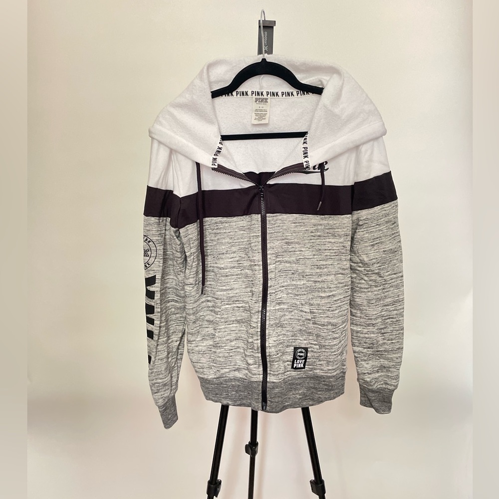Victoria's Secret Color Block Sweatshirt - White/Black/Grey